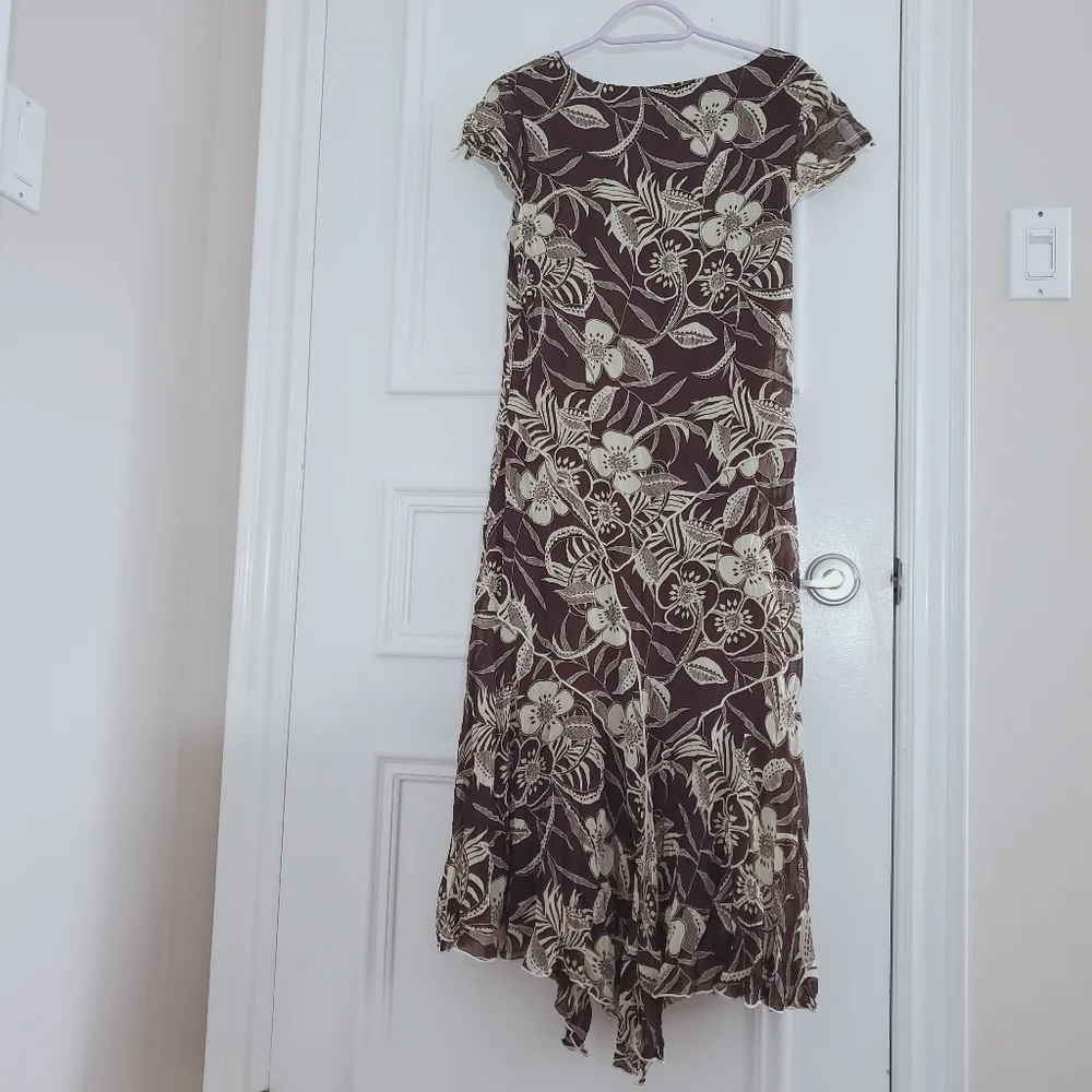 Vintage 80's Crepe Floral Short Sleeved Maxi Dress By Linea Domani Italy - Picture 14 of 16